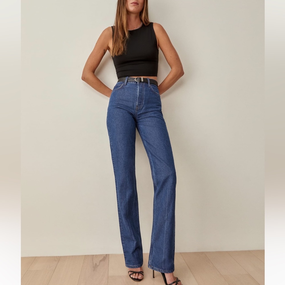 Reformation Cynthia High Rise Straight Long Jeans